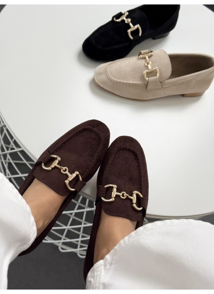 SC1112 Acı kahve ince taban loafer ayakkabı 